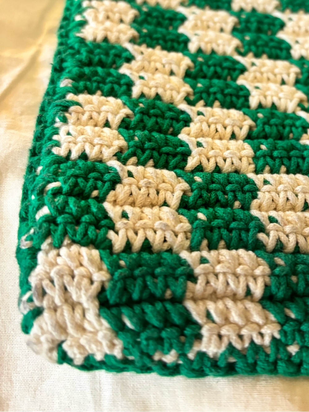 Clare V. Flat Clutch with Tabs in Sea Green & Cream Mini Crochet Checker - EUC - Picture 5 of 13